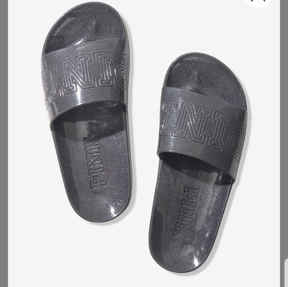 SOLD 🆕️ VS Pink Black Glitter Jelly Slides - Picture 3 of 4